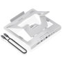 Aisens ASUC-7P045-GR Soporte Ajustable Portátil Tablet con Docking USB-C 7 en 1 HDMI RJ45 Lector Tarjetas Gris